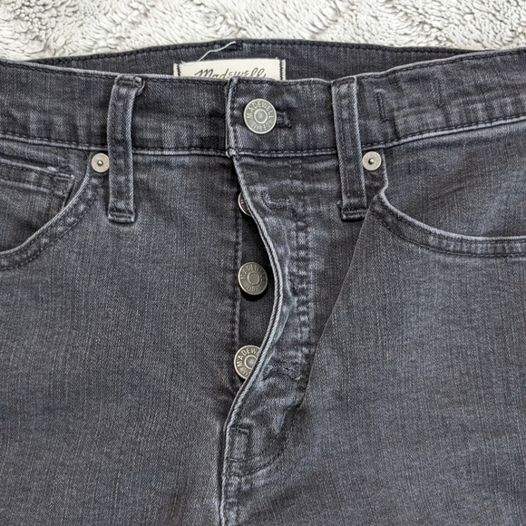 Madewell 10" High Rise Skinny Jeans Women's 27 Black Frayed Hem Button Fly - Picture 3 of 8